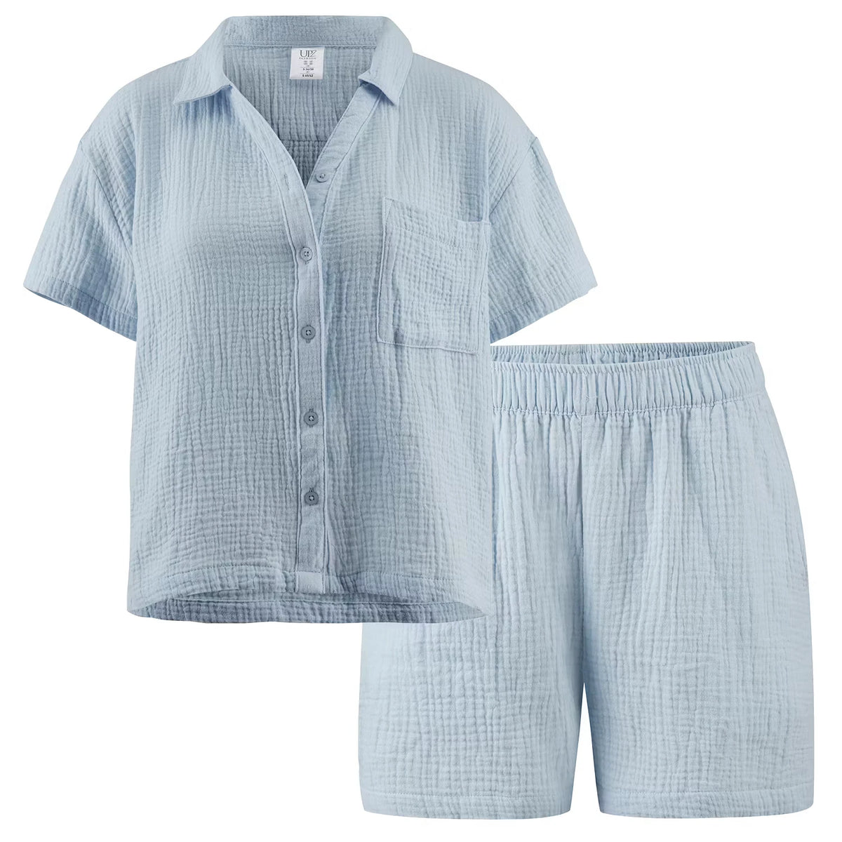 Damen Musselin Pyjama, Blau, L 44/46