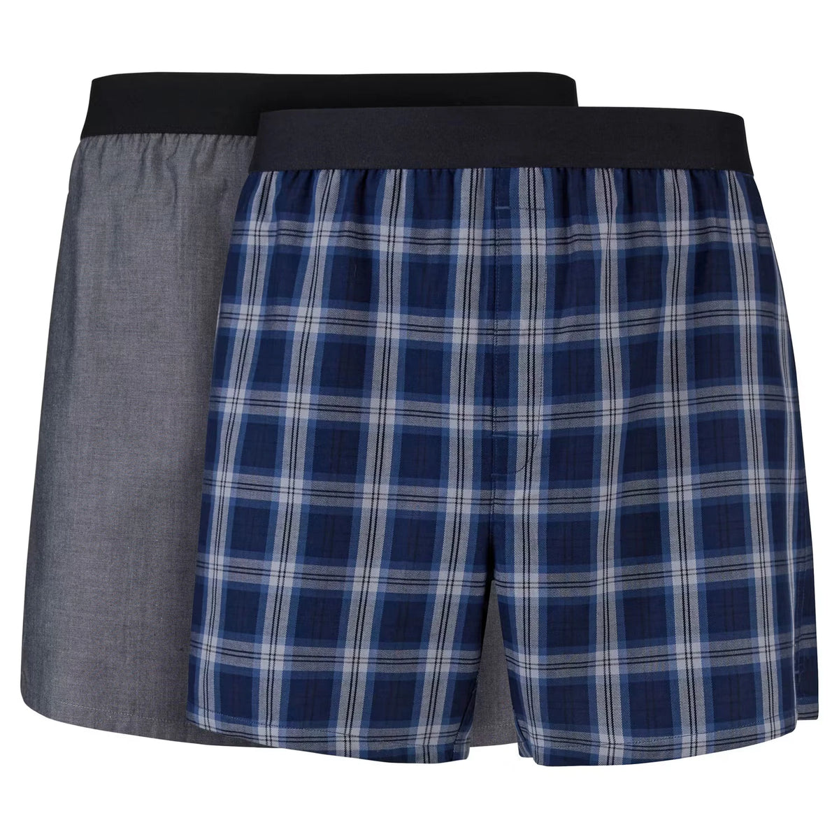 Herren Boxershorts, Kariert / Grau, L