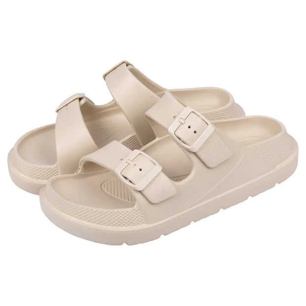 Damen oder Herren Sommerpantoletten, Beige, 38