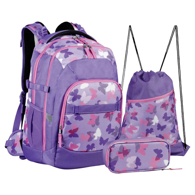 Schultaschen-Set, Lila Schmetterling