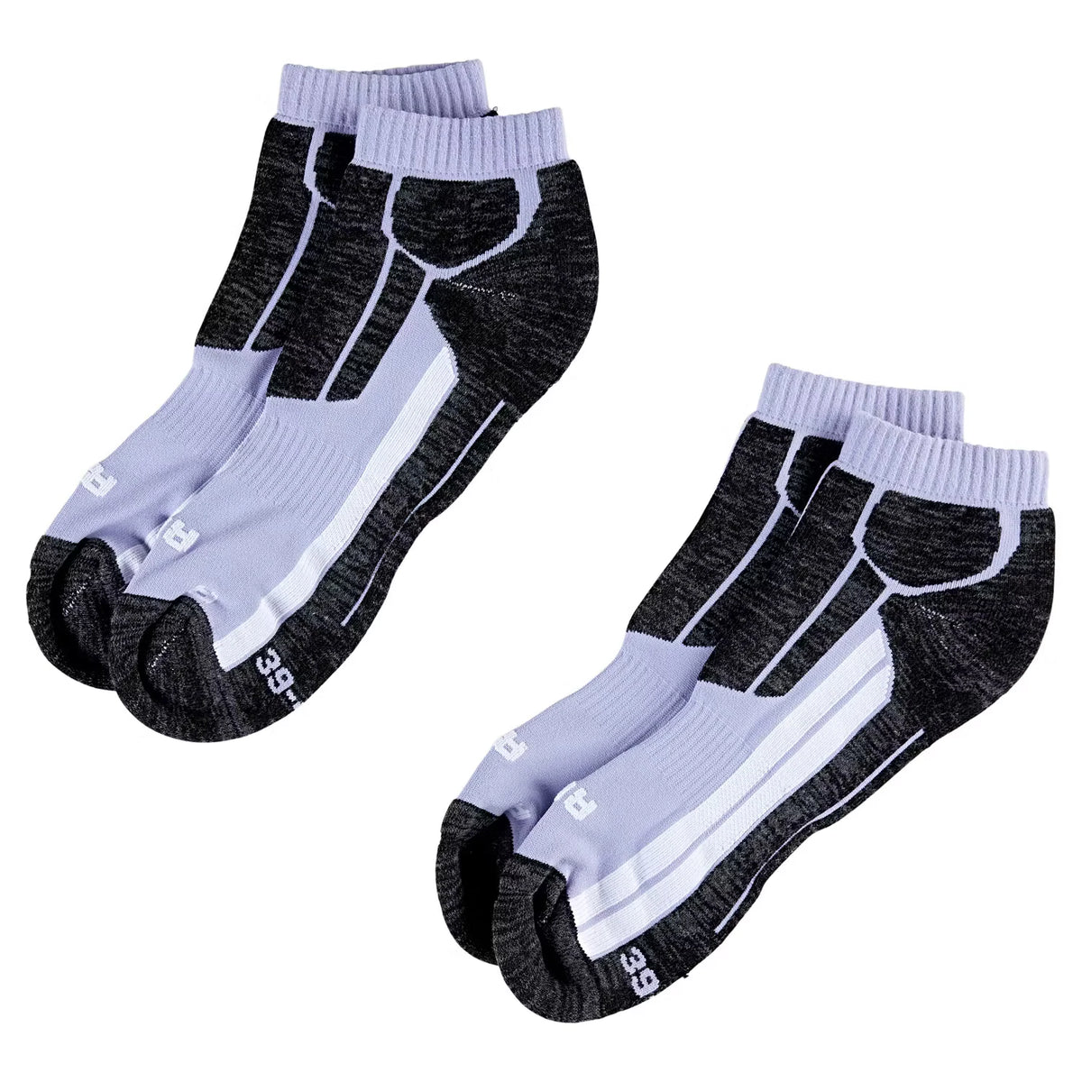 Damen oder Herren Socken 2er-Pack, Low Cut, Lila, 35/38
