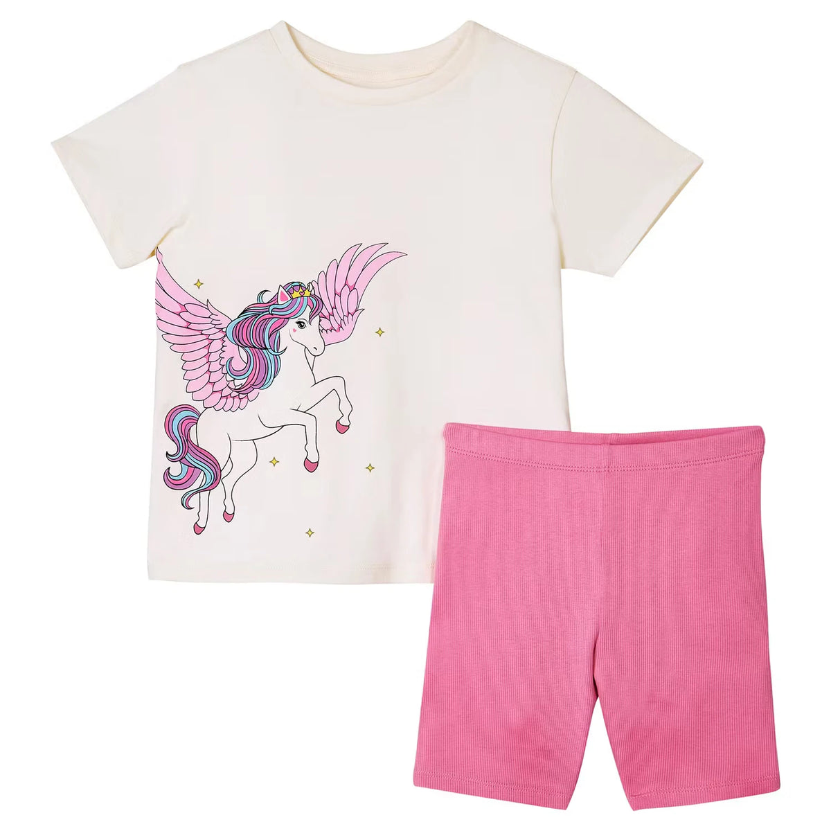 Kinder Sommer-Set, Creme/Pink, Gr. 122/128