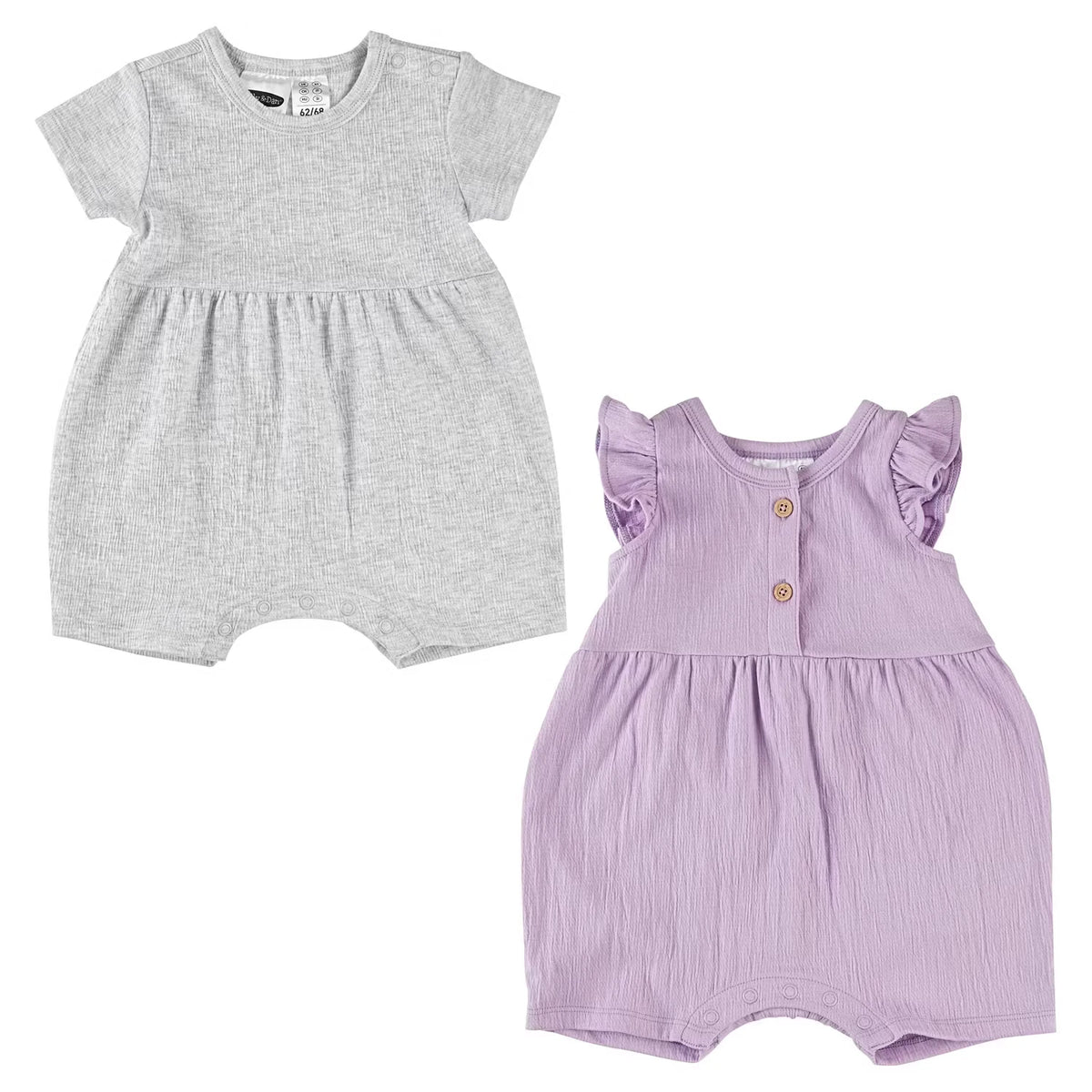 Baby Sommer Strampler 2er-Set, Lila/Grau, 98/104