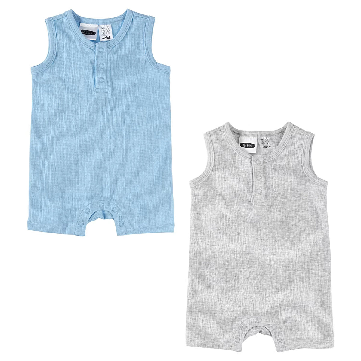 Baby Sommer Strampler 2er-Set, Blau/Grau, 86/92