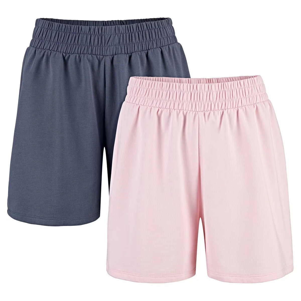 Damen Sweatshorts 2er-Set, Rosa/Grau, M 40/42