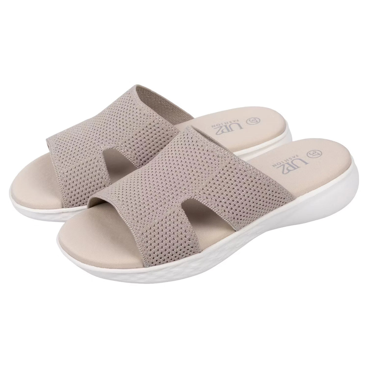 Damen Leicht-Slipper, Taupe/Silber, 38