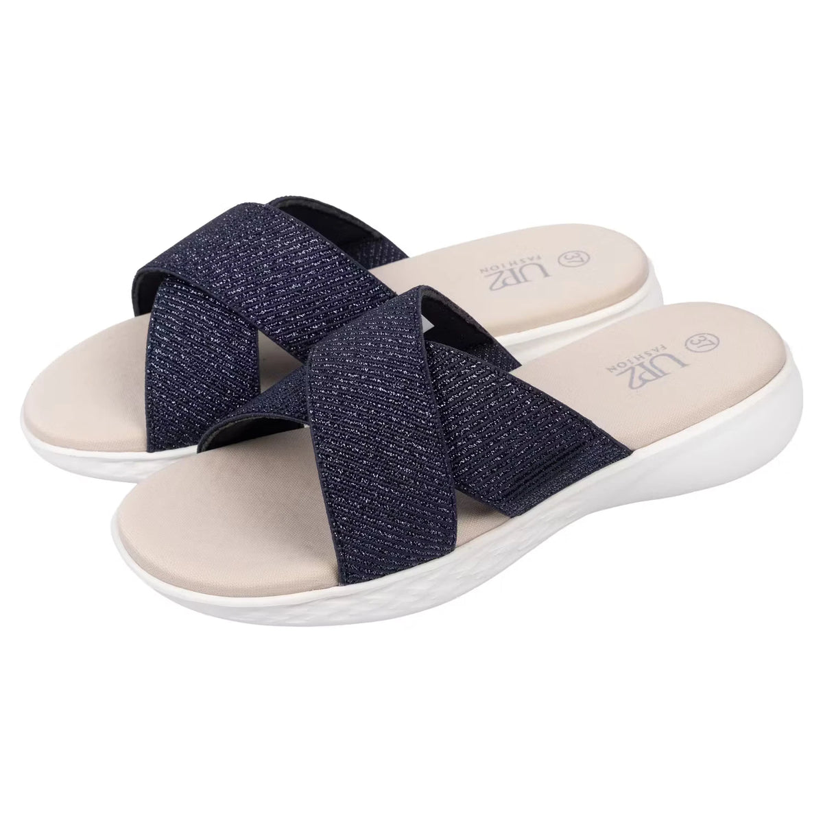 Damen Leicht-Slipper, Marine/Silber, 38