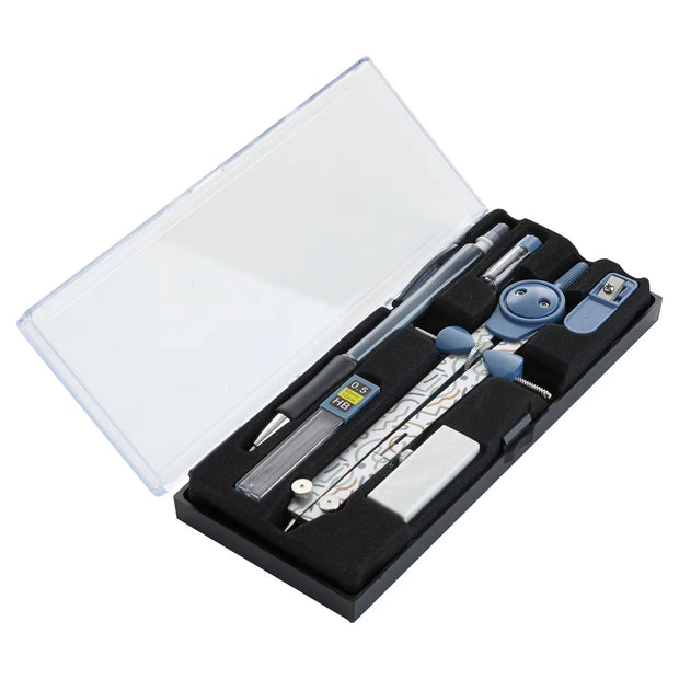 Zirkel- oder Geometrie-Set, Zirkel, Blau bedruckt