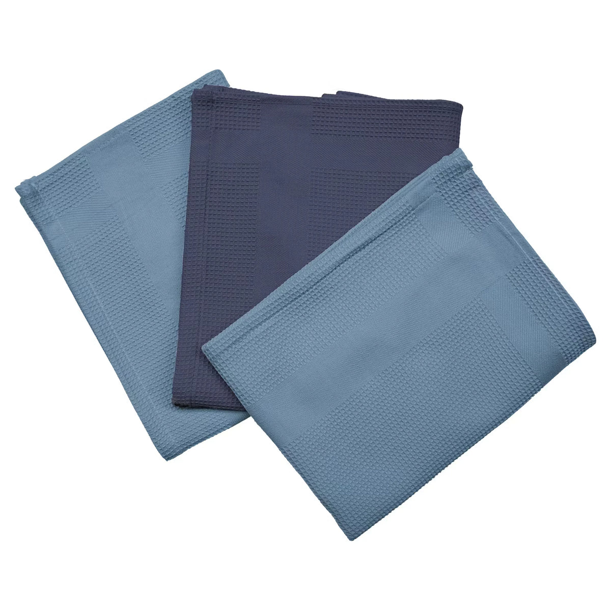Waffel Piquet Geschirrt 3er Pack, Blau