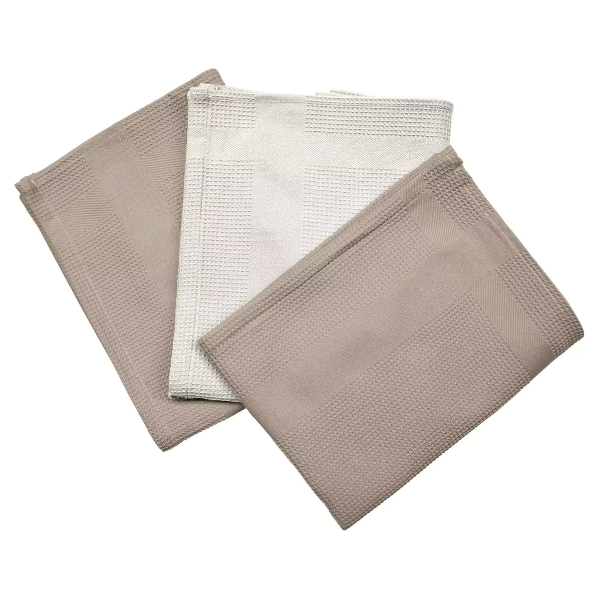 Waffel Piquet Geschirrt 3er Pack, Beige