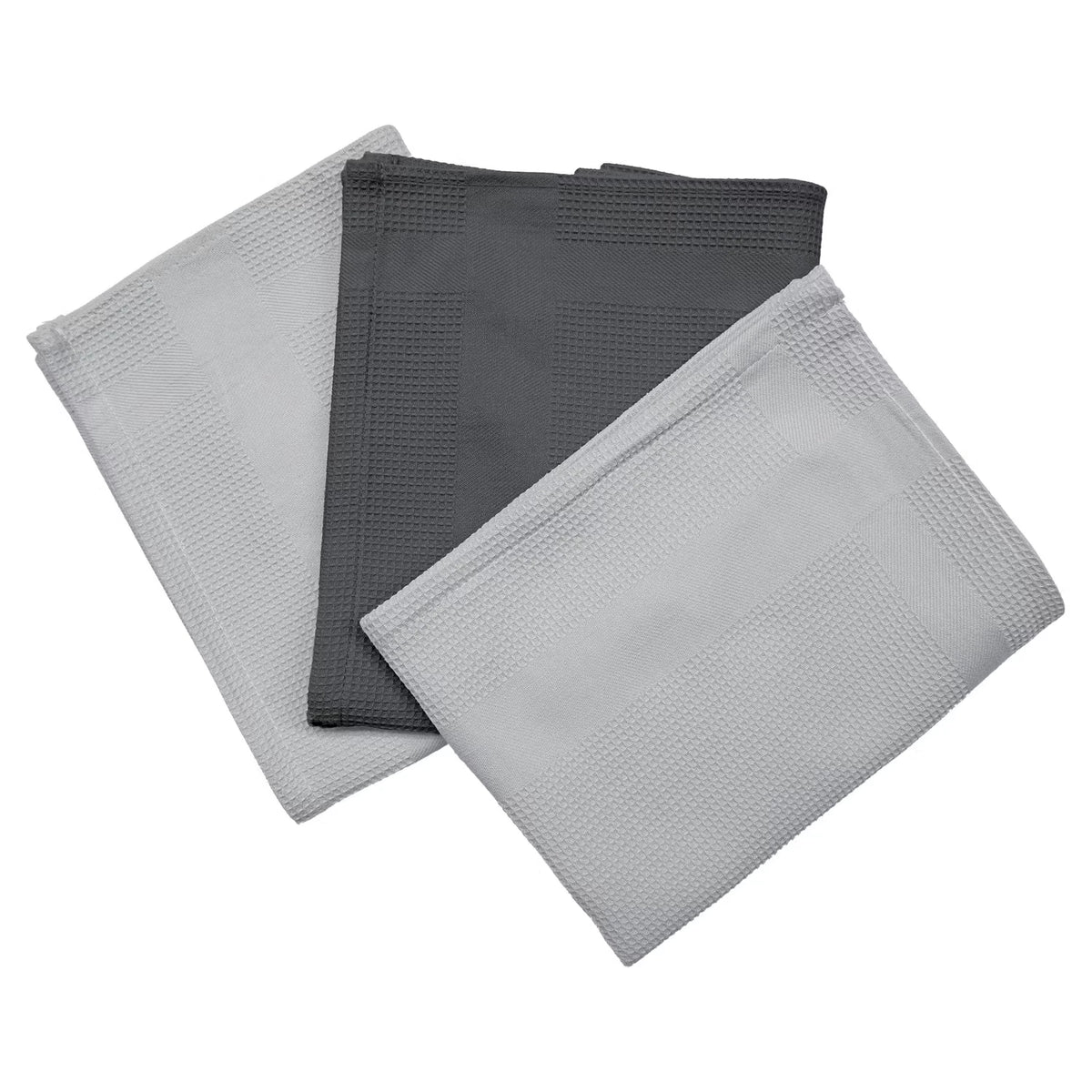 Waffel Piquet Geschirrt 3er Pack, Grau