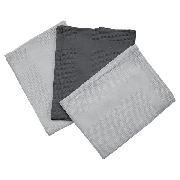Waffel Piquet Geschirrt 3er Pack, Grau