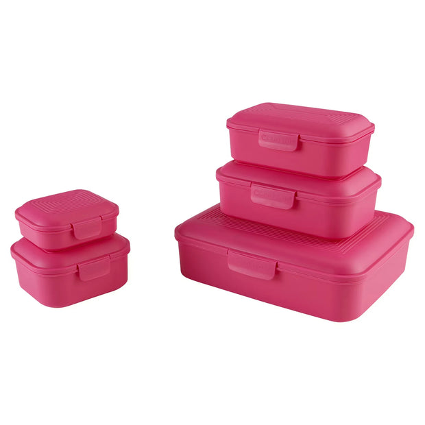 Frischhaltedosen 5er-Set, Eckig, Pink