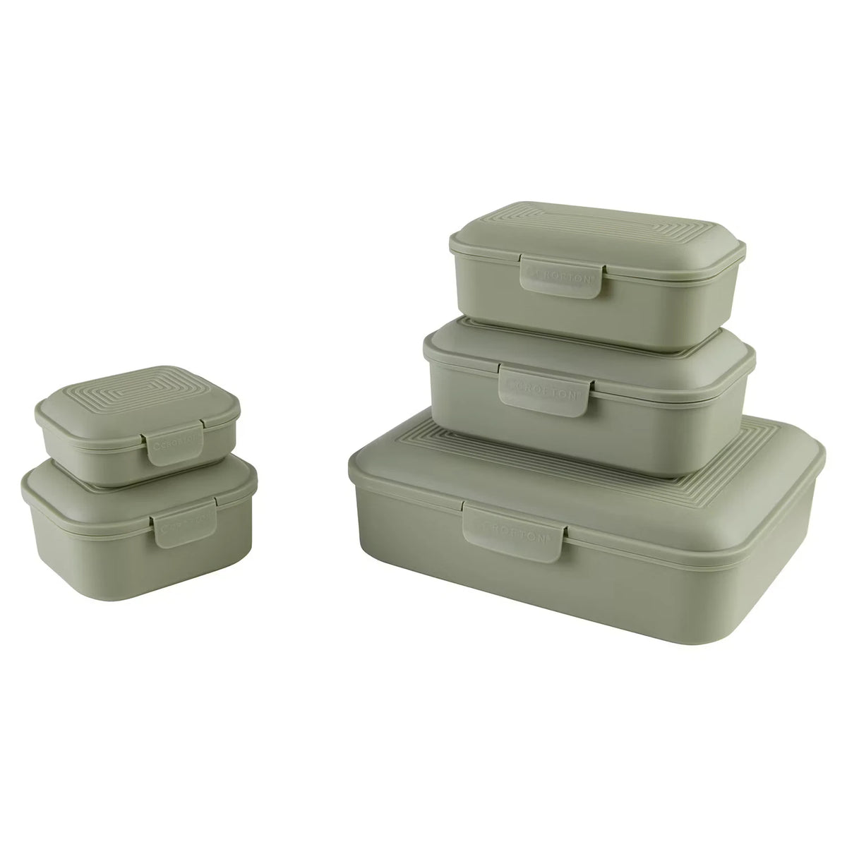 Frischhaltedosen 5er-Set, Eckig, Grün