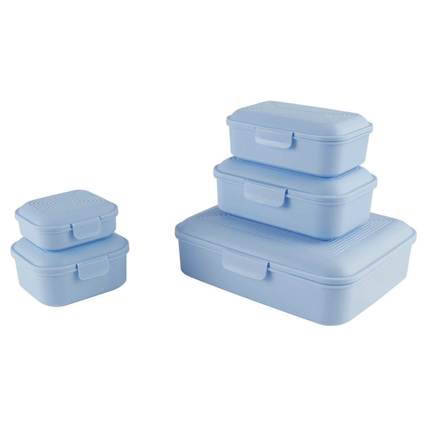 Frischhaltedosen 5er-Set, Eckig, Blau