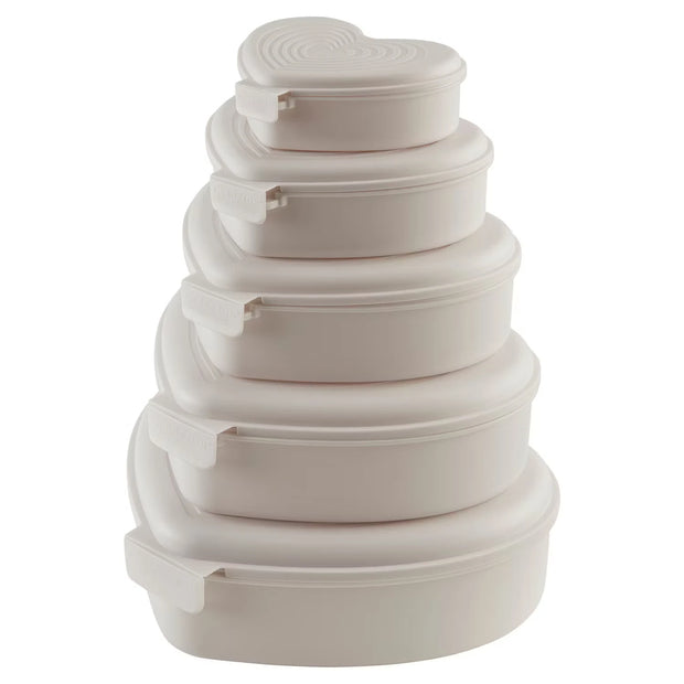 Frischhaltedosen 5er-Set, Herz, Beige