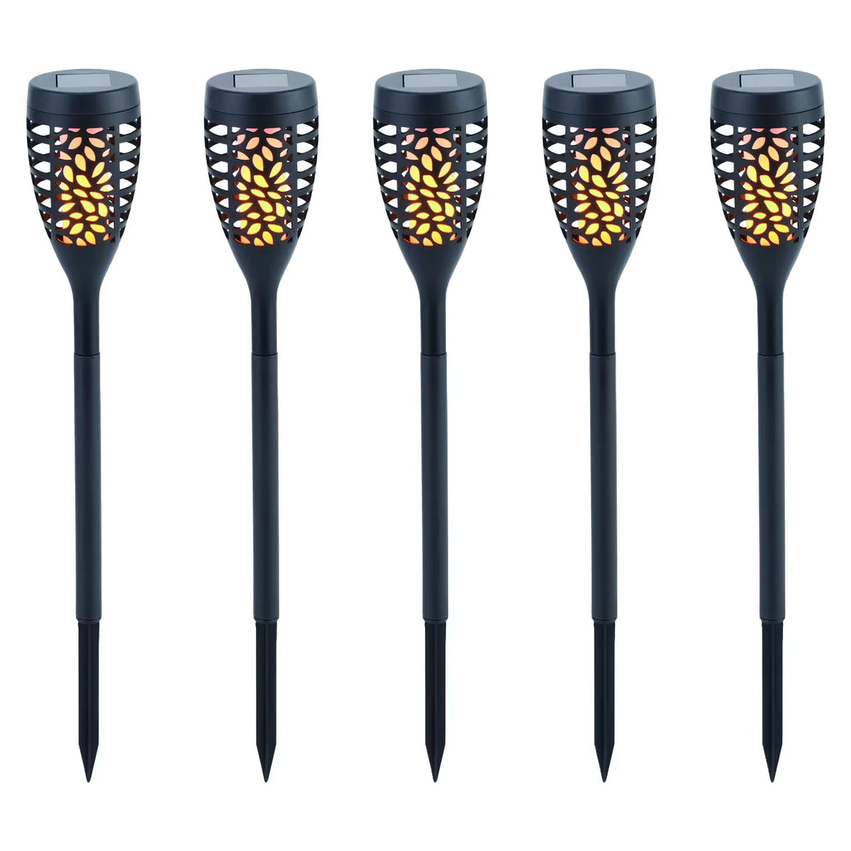 Solar Gartenfackeln, 5er-Set, Schwarz