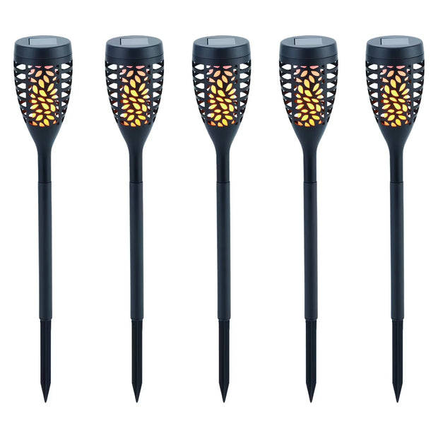 Solar Gartenfackeln, 5er-Set, Schwarz