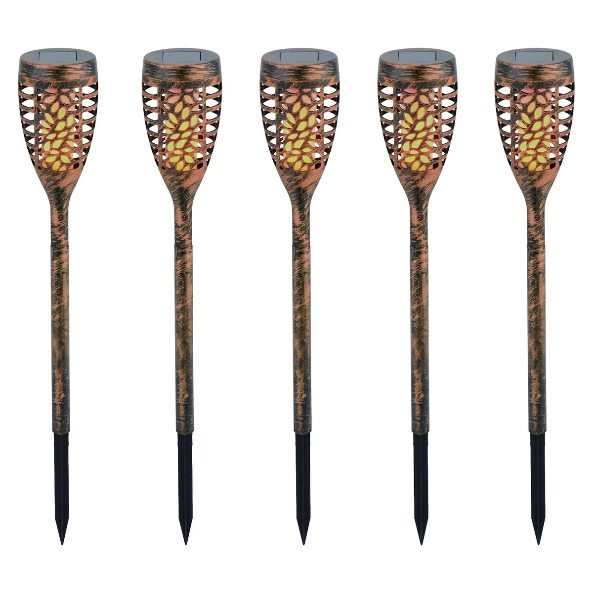 Solar Gartenfackeln, 5er-Set, Bronze