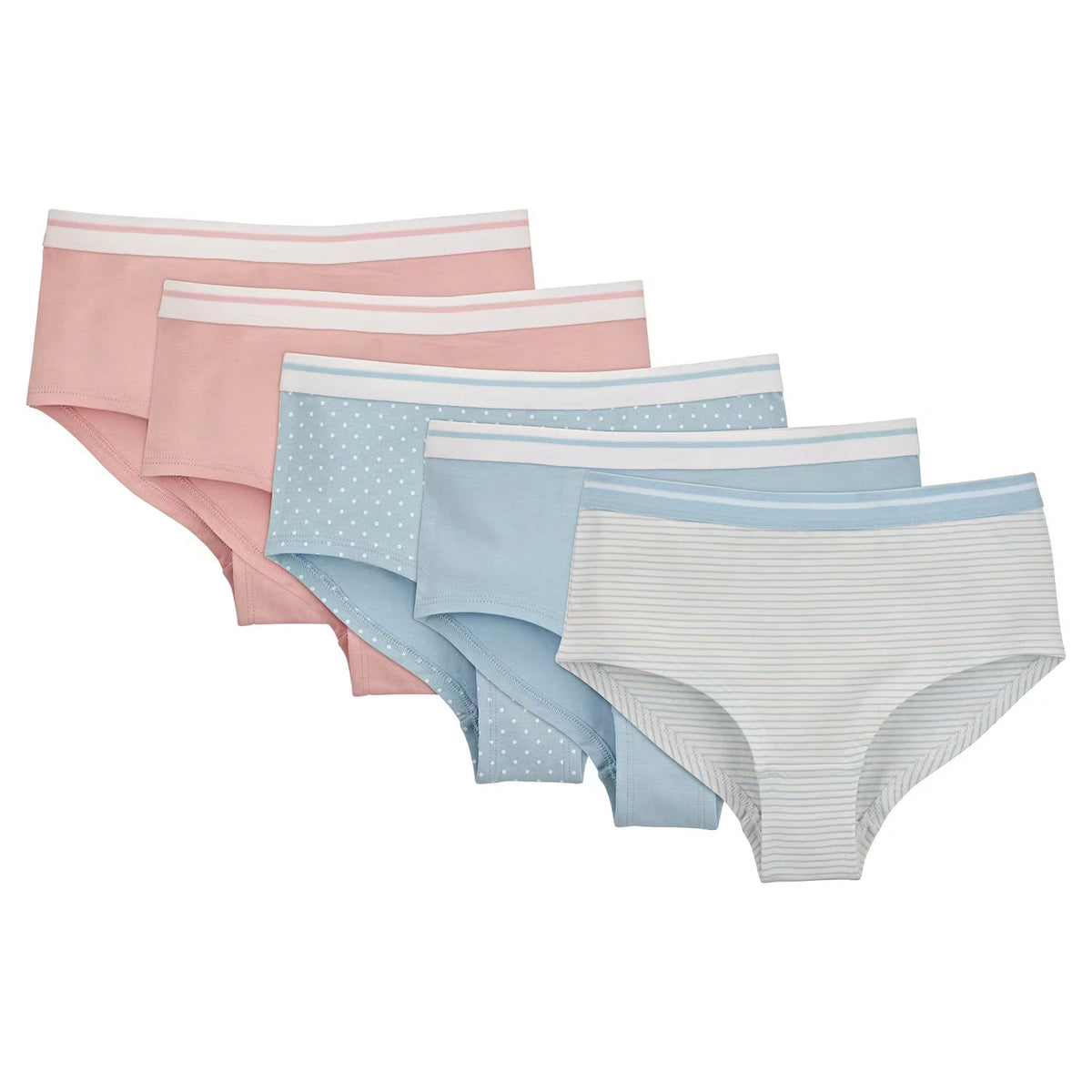 Kinder Unterwäsche, Mädchen 5er Pack, Pink/Blau/Blau gestreift, Gr. 134/140