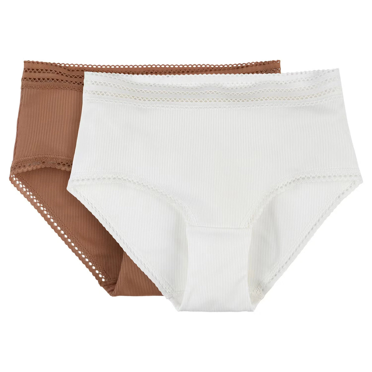 Damen Unterwäsche, Weiß/Braun, XL 48/50