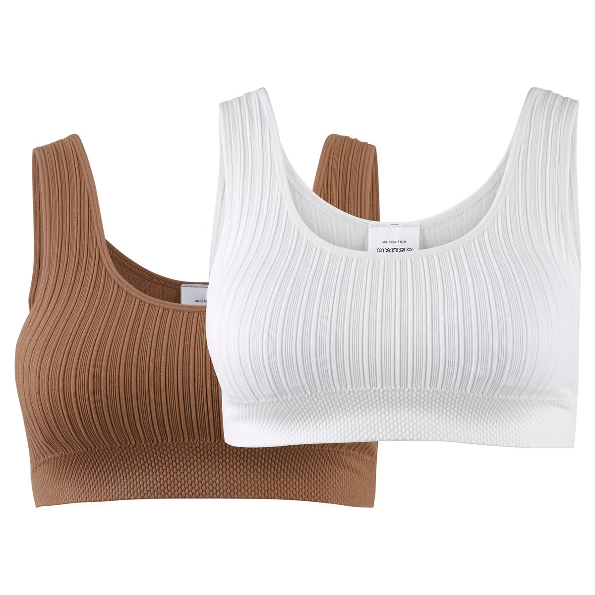 Damen BH Seamless, Weiß/Braun, L