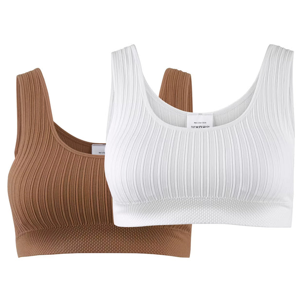 Damen BH Seamless, Weiß/Braun, L