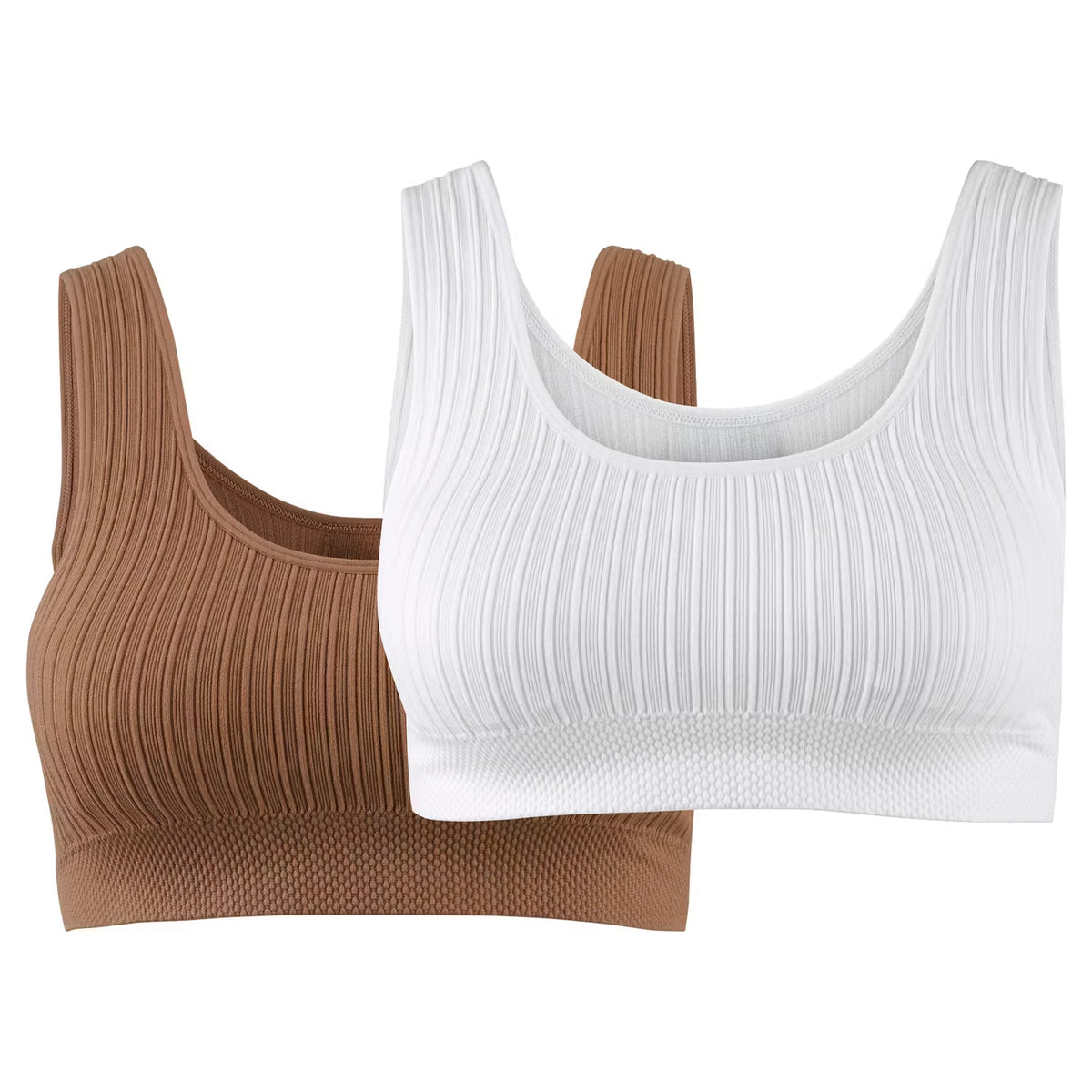 Damen BH Seamless, Weiß/Braun, XL