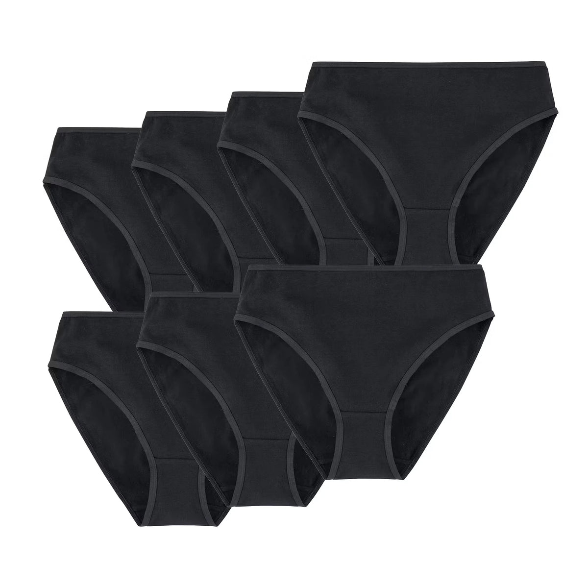 Damen-Taillenslips, 7er-Pack, Schwarz, XL 48/50