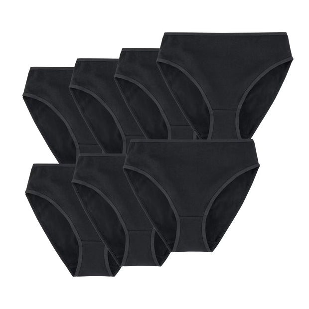 Damen-Taillenslips, 7er-Pack, Schwarz, XL 48/50
